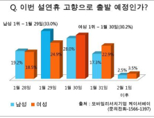 올 설연휴 고향으로 출발 '1월 30일' 가장 많아