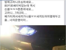 고라니 치어 놓고 “이건 너의 운명이야” 페이스북 사진 논란