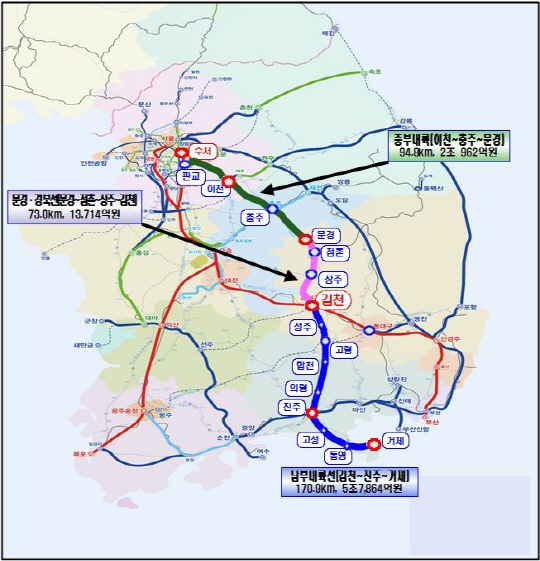 남부내륙철도 도면. <제공=경상북도>