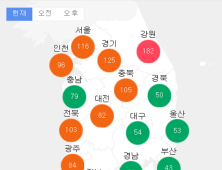 미세먼지 농도… 22일 7시 36분 현재