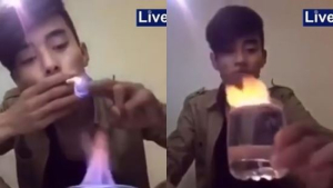 [쿠키영상] '세상에서 가장 독한 술' 독주로 불쇼하다 바지에 불 붙은 남자
