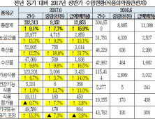 상반기 최다 수입식품…수입량 식품원료, 수입금액 쇠고기