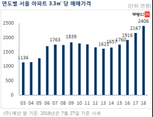 서울 아파트값 5주 연속 오름세…3.3㎡당 2400만원 돌파