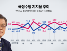 문 대통령 상반기 지지율 46.2%→51.1% 소폭상승…남북관계 영향 커