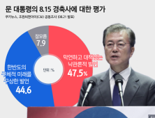 文대통령 8.15경축사 ‘한반도 미래구상’ 44.6% vs  ‘대책없는 발언’ 47.5%