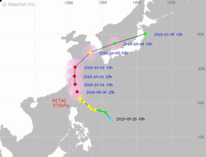 18호 태풍 미탁, 예상보다 늦은 3일 목포 상륙할 듯
