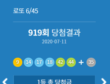 919회 로또 1등 5명…