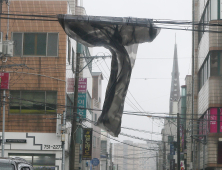 태풍에 날아간 현수막