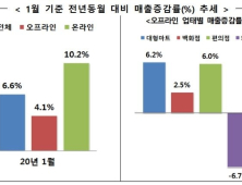 1월 유통업체 매출 6.6% 증가…코로나19 여파에 위생상품 판매 늘어