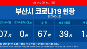 24일 오전 부산 코로나19 추가 확진자 0명