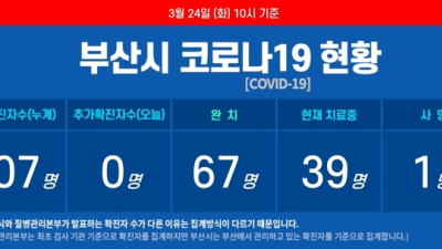 24일 오전 부산 코로나19 추가 확진자 0명