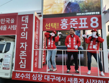 홍준표, 출근길 유세 중 골프채 든 중년 남성에 위협받아