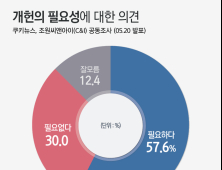 [쿠키뉴스·조원씨앤아이 여론조사] 개헌의 필요성에 대한 의견