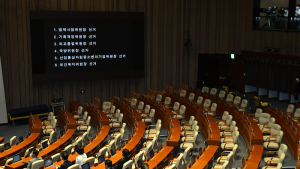 상임위원장 선출 투표 시작 '텅 빈 미래통합당'