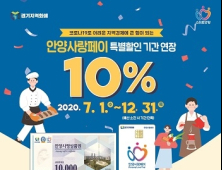 안양시, 지역화폐 '안양사랑페이' 10% 특별할인기간 12월까지 연장