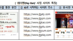 선글라스 ‘레이밴’ 사칭 사이트 주의…“URL에 ‘rb’ 포함하는 특징 있어”