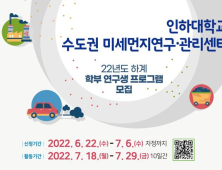 인하대 수도권미세먼지연구·관리센터, 학부 연구생 프로그램 참여자 모집