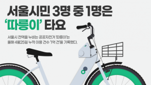 서울시 전역 누비는 '따릉이', 올해 4월 25일 누적 이용 건수 '1억 건' 돌파