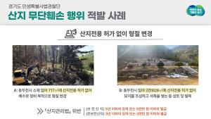 경기도 , 축구장 1.5배 규모 임야 무단 무단훼손 20건 적발