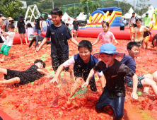 빨간 토마토 속으로 '풍덩'