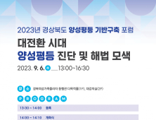 ‘경북도 양성평등 기반 구축 포럼’, 오는 6일 경북여성가족플라자에서 진행