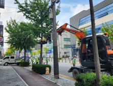 익산시, 진동 수확기로 도로변 은행나무 열매 조기 수확 