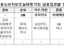 금융소비자보호실태 평가…농협‧미래에셋‧DB손보‧우리카드 ‘양호’ 