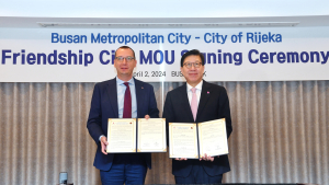 부산시, 크로아티아 최대 항만 도시 '리예카'와 업무협약 체결