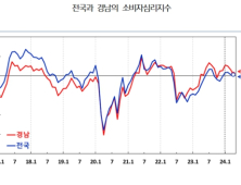 경남 소비심리 1월 이후 3개월 연속 하락…4월 CCSI 101.0 전월대비 2.1p 하락