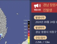 기상청 “경남 창원 의창구서 규모 2.2 지진 발생”