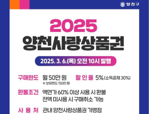 민생 살리기 ‘총력’…양천구, ‘양천사랑상품권’ 40억 발행